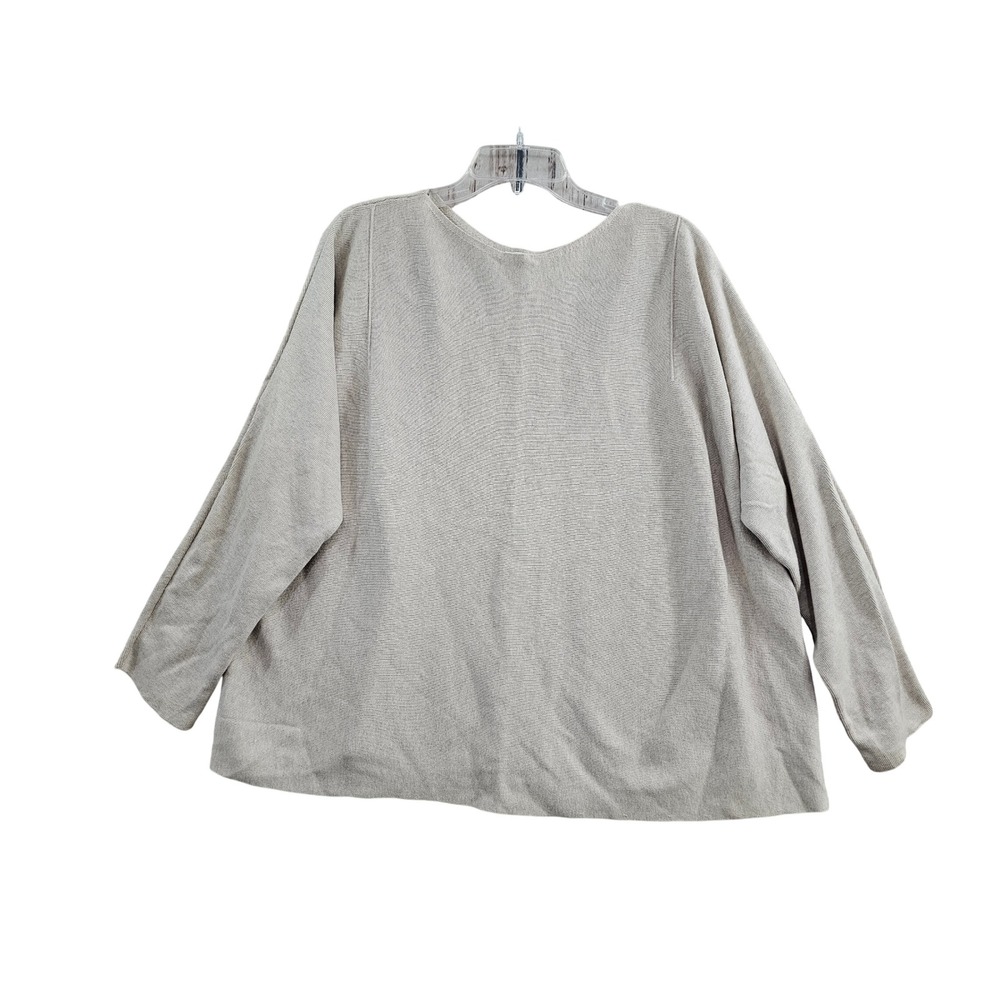 J.Jill Lace Up Back Sweater XL Beige Cotton Knit Long Sleeve Top Lagenlook Cozy